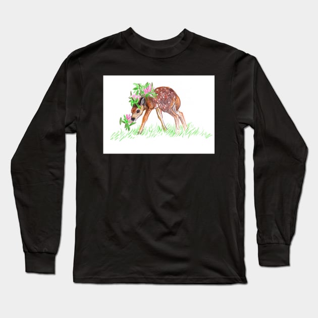Fawn sketch Long Sleeve T-Shirt by sadnettles